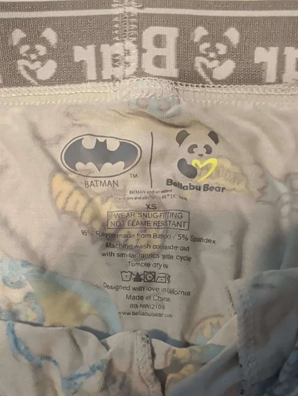 Bellabu Bear Rayon Batman Gray Superhero Pajama Pants